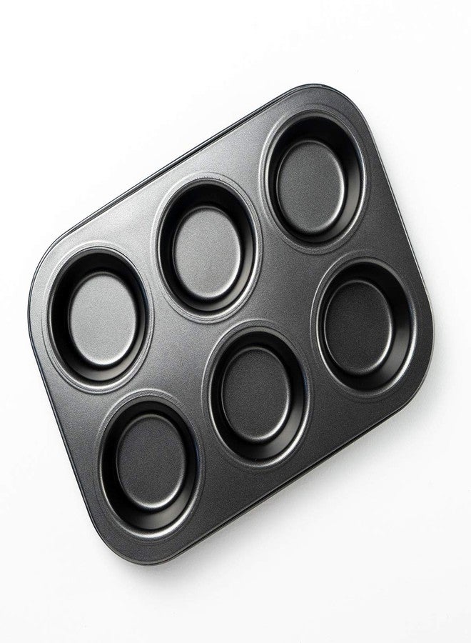 Kosh - Perfect Baking Tools for Beginners or Experts - Bakeware Moulds Non-Stick Teflon Coated 6 Cup Muffin Tray Carbon Steel Cake Mold/Baking Tray/Tin/Pan - 6 Cup Muffin Tray - Image 1