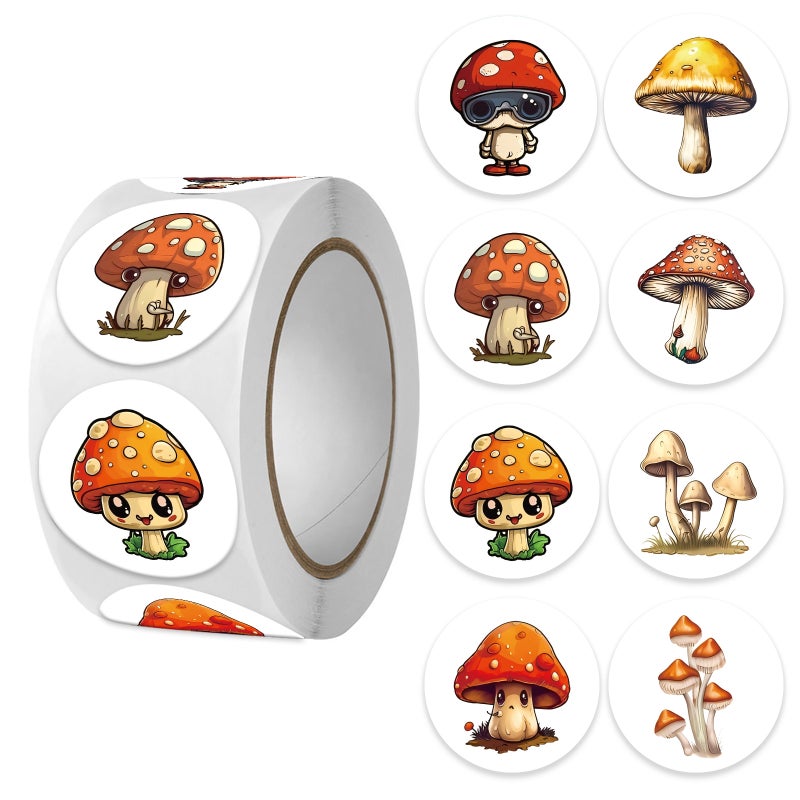 Mushroom Sticker Gift Gift 500 1 Roll Packaging Tape Sealing Paste Sticker Round - Image 1