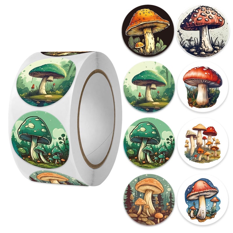 Mushroom Sticker Gift Gift 500 1 Roll Packaging Tape Sealing Paste Sticker Round - Image 2