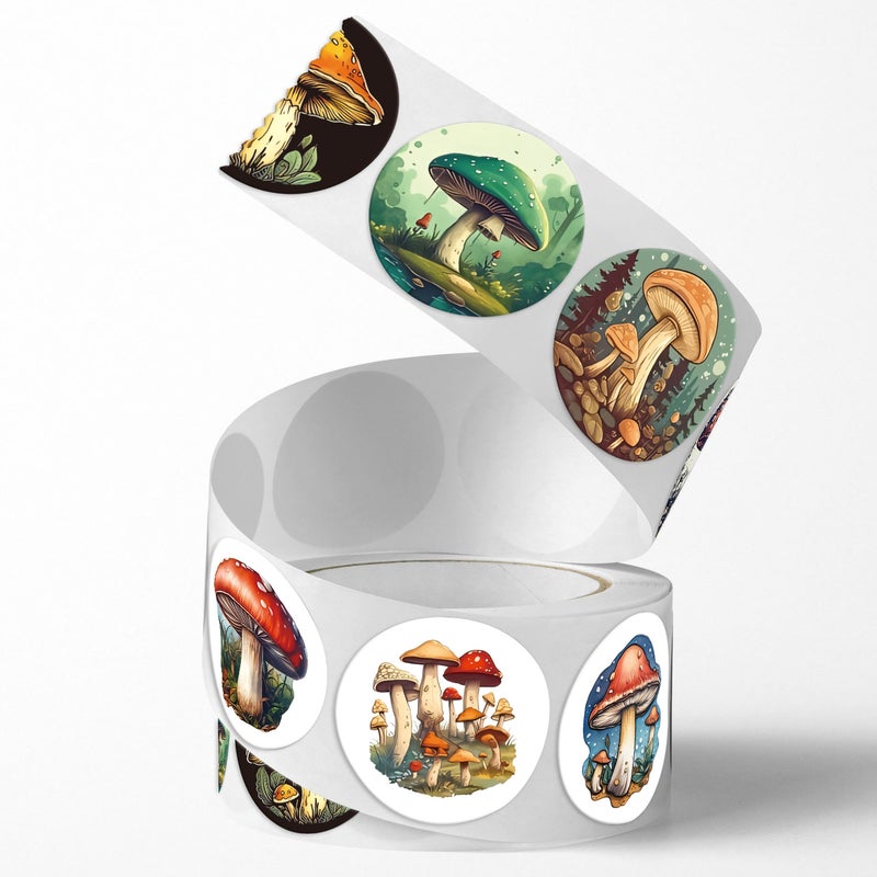 Mushroom Sticker Gift Gift 500 1 Roll Packaging Tape Sealing Paste Sticker Round - Image 3