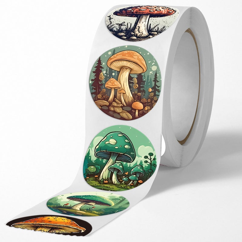 Mushroom Sticker Gift Gift 500 1 Roll Packaging Tape Sealing Paste Sticker Round - Image 4