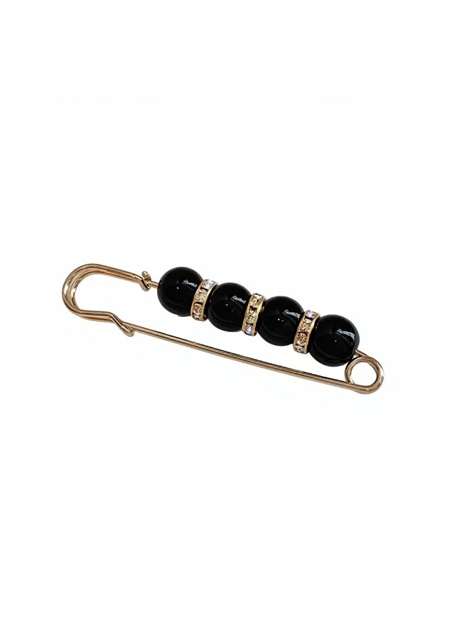 Multi-functional Pearl & Rhinestone Safety Pin Brooch, 5.5cm Waist Adjuster for Jeans & Dresses - Image 1