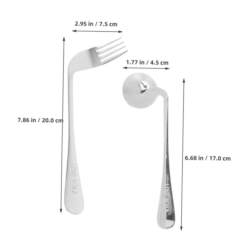 Curved Spoon And Fork Set For Seniors Left Handed Adaptive Feeding Utensils Comfortable Angled Design Self Food Aid - Image 5