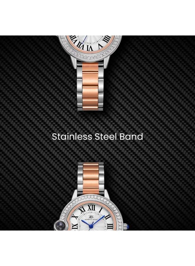 Kenneth Scott White Women's Stainless Steel Analog Watch K22530-KBKW - 34 mm for Women | Best Price UAE