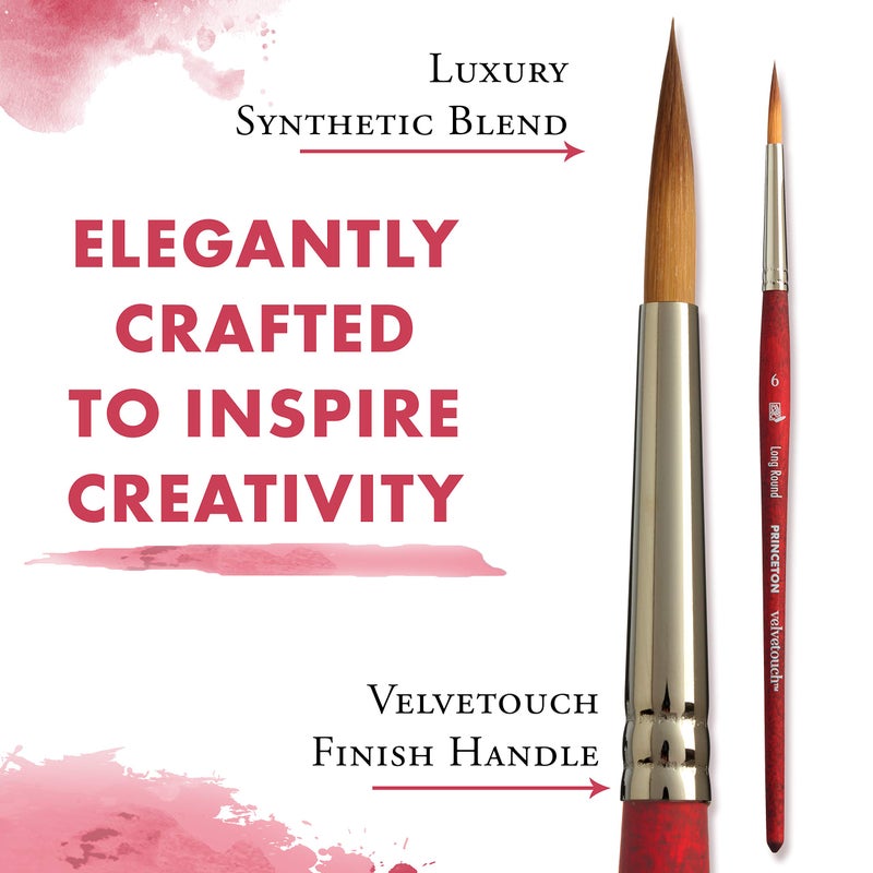 Princeton Velvetouch, Series 3950, Paint Brush for Acrylic, Oil and Watercolor, Long Round, 6 - Image 3
