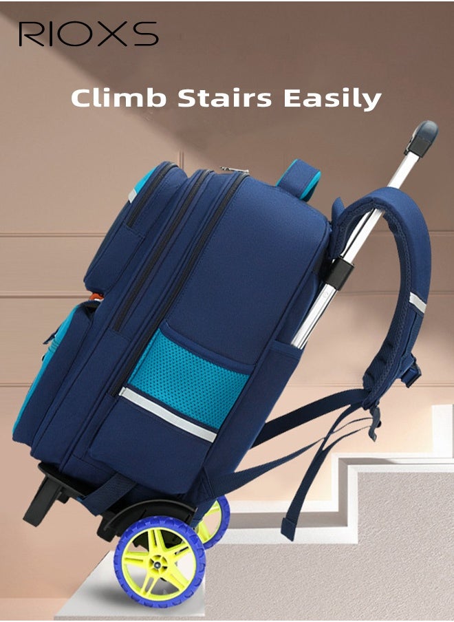 RIOXS Kids Rolling Backpacks, Primary Middle School Bag Rolling Backpack, Fashion Printed Trolley School Bags, Large Capacity Wheeled Kids Luggage Bag, Elementary Boys Schoolbag, Waterproof and Wear-resistant  - Image 2