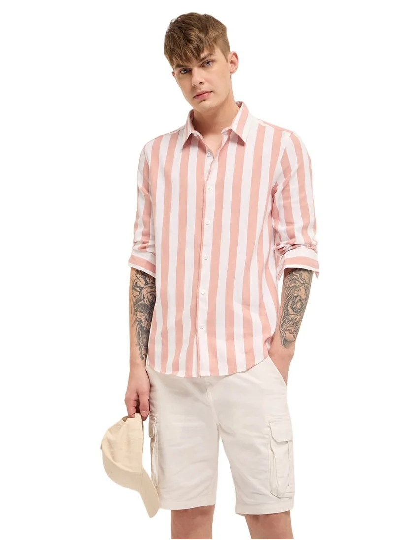 ذا بير هاوس Cotton Blend Shirt for Men | Slim Fit, Long Sleeve, Casual or Formal Button-Down | Soft, Breathable Fabric for Work, Everyday, & All-Season Wear in Stylish