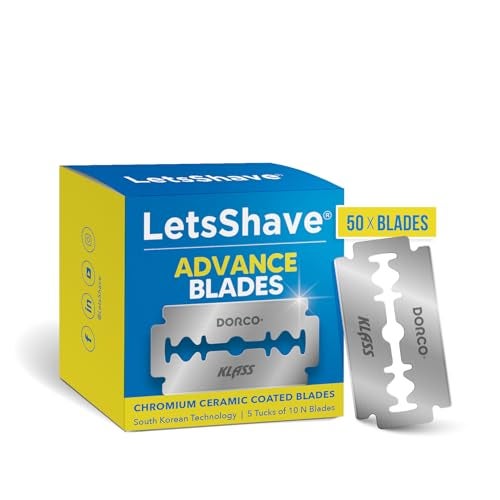 LetsShave Advanced Double Edge Razor Blades – Pack of 50 | Stainless Steel Blades for Signature Razor & All DE Safety Razors | Sharp, Smooth & Safe Shave - Image 1