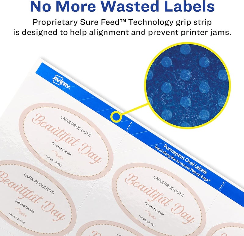Avery Printable Blank Oval Labels, 1.5" x 2.5", Glossy White, Pack of 90 - Image 3
