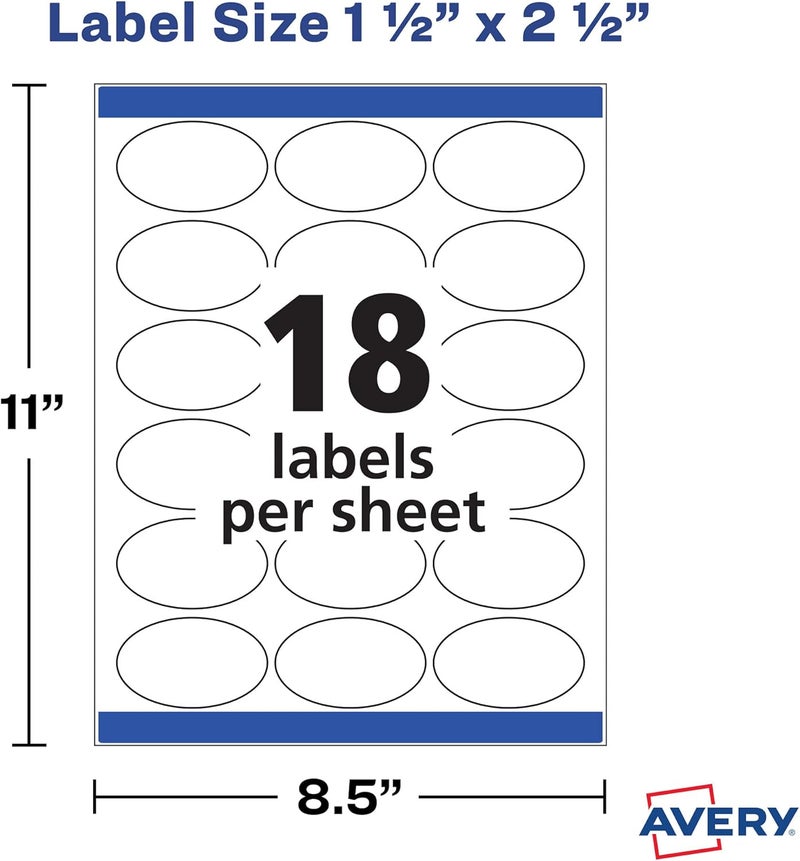 Avery Printable Blank Oval Labels, 1.5" x 2.5", Glossy White, Pack of 90 - Image 5