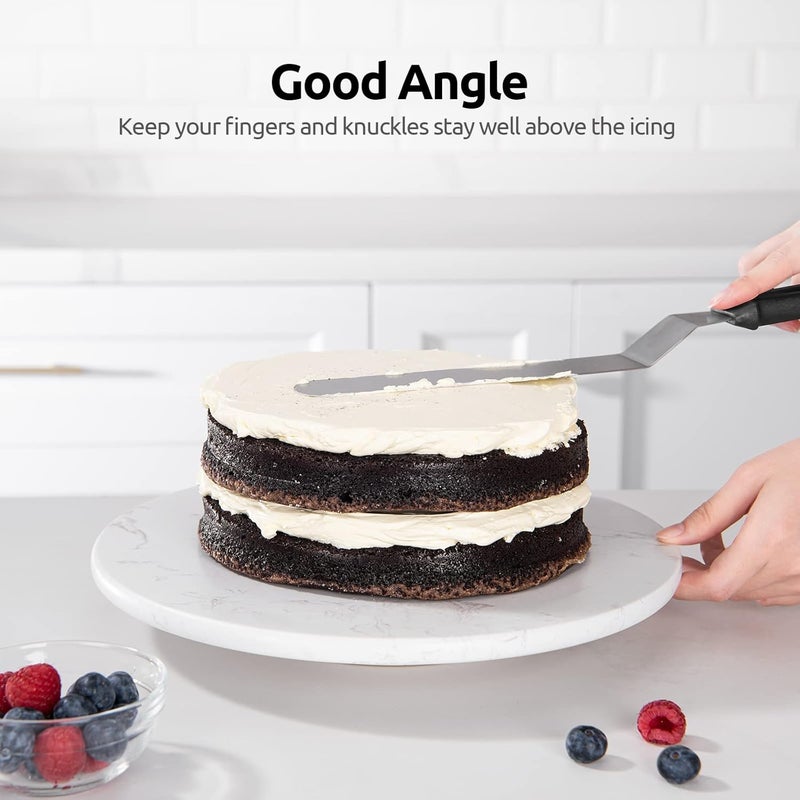 UTaste Icing Spatula, Offset Spatula Set with 6", 8", 10" Blade,Stainless Steel Angled Cake Decorating Frosting Spatula Set of 3 (Black) - Image 4