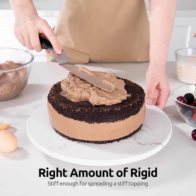 UTaste Icing Spatula, Offset Spatula Set with 6", 8", 10" Blade,Stainless Steel Angled Cake Decorating Frosting Spatula Set of 3 (Black) - Image 5