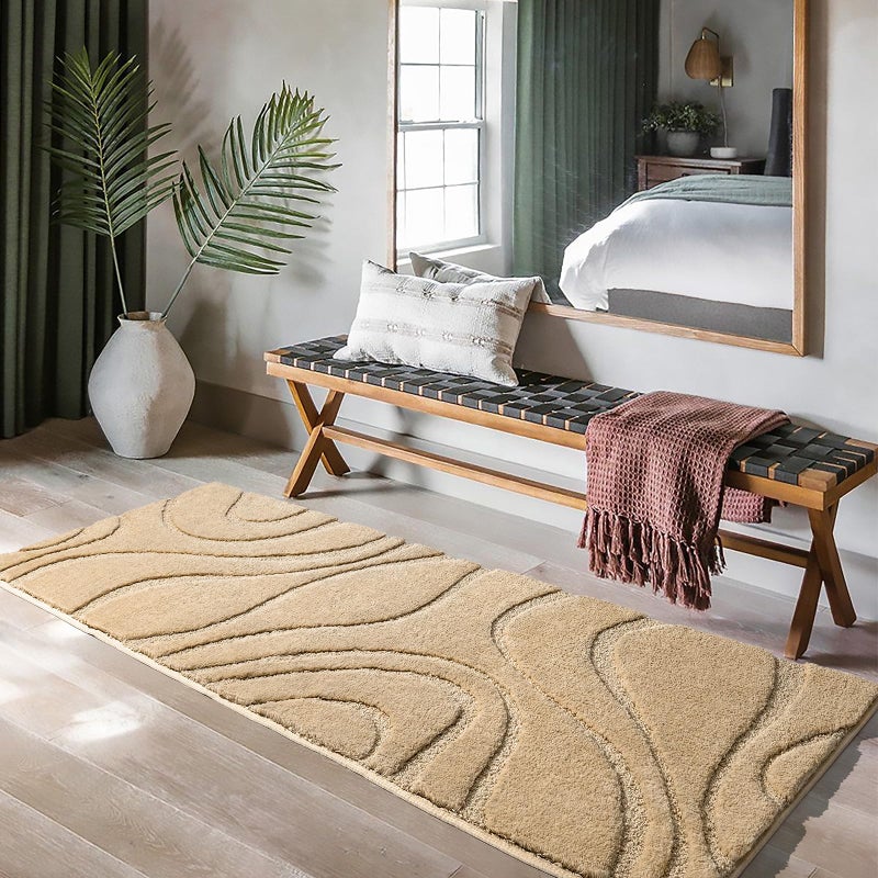 DEXDE Bathroom Rugs Runner 24 x 60 Inch, Extra Long Bathroom Rug Non-Slip Machine Washable Bath Mats, Beige Soft Carpets for Floor, Tub and Shower, Home Decor Accessories - Image 2