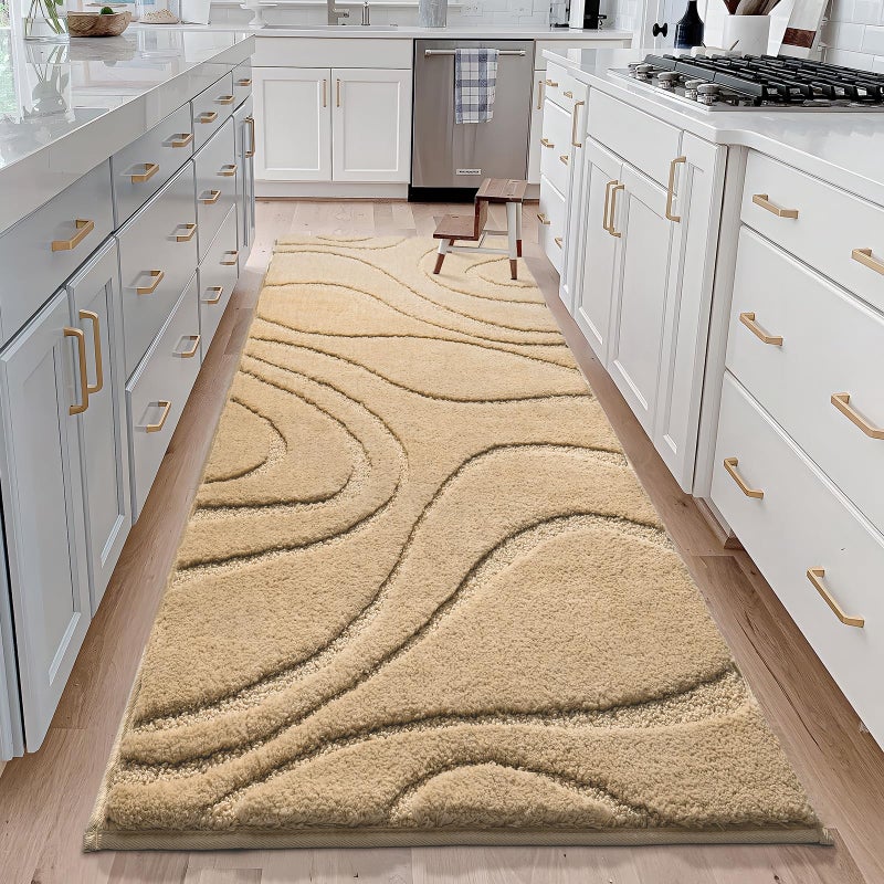 DEXDE Bathroom Rugs Runner 24 x 60 Inch, Extra Long Bathroom Rug Non-Slip Machine Washable Bath Mats, Beige Soft Carpets for Floor, Tub and Shower, Home Decor Accessories - Image 3