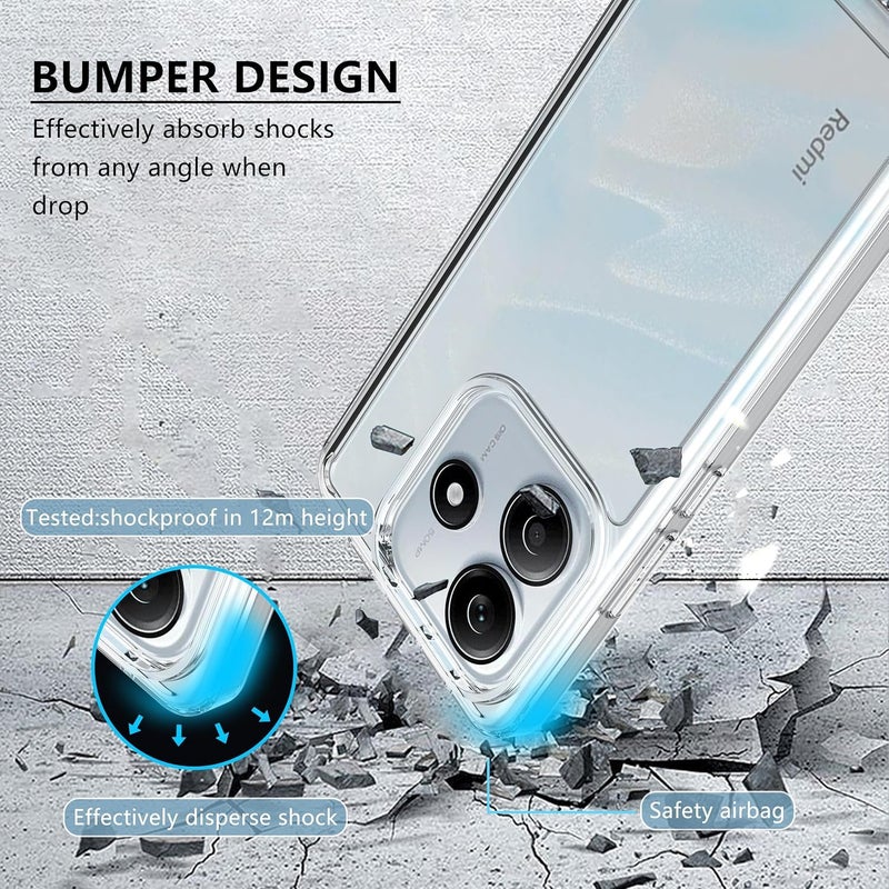 Nishtech غطاء خلفي شفاف هجين ناعم رفيع مضاد للغبار لجهاز Redmi Note 14 5G مع حماية الكاميرا - Image 4