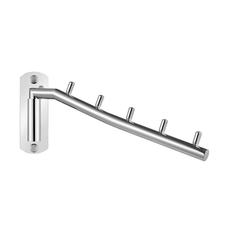 JQK Folding Clothes Hanger Rack Stainless Steel Swing Arm Hook Holder Clothing Hanging System Drying Closet Storage Organizer Chrome Wall Mount SHR100CH
