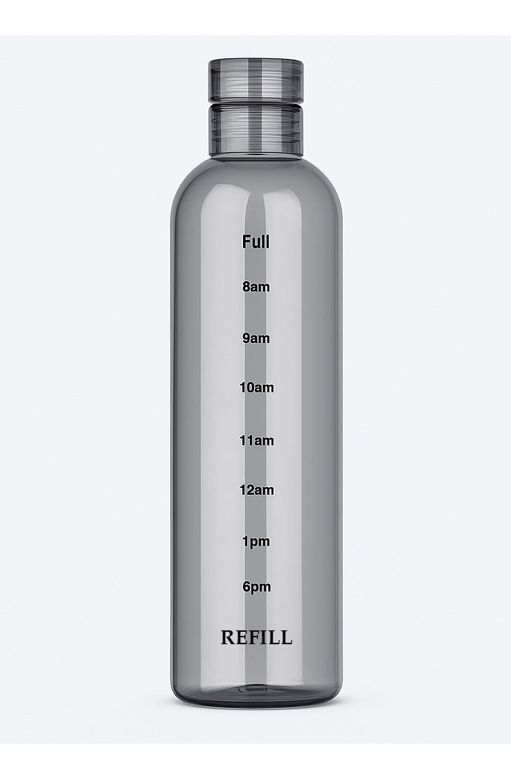 بلان A زجاجة مياه أكريليك شفافة سعة 500 مل مع غطاء محكم الإغلاق وعلامات وقت إبداعية، مقاومة للتسرب، مناسبة للماء والعصائر والحليب، تصميم أنيق وخفيف للحمل في المكتب والرياضة والسفر - Image 1