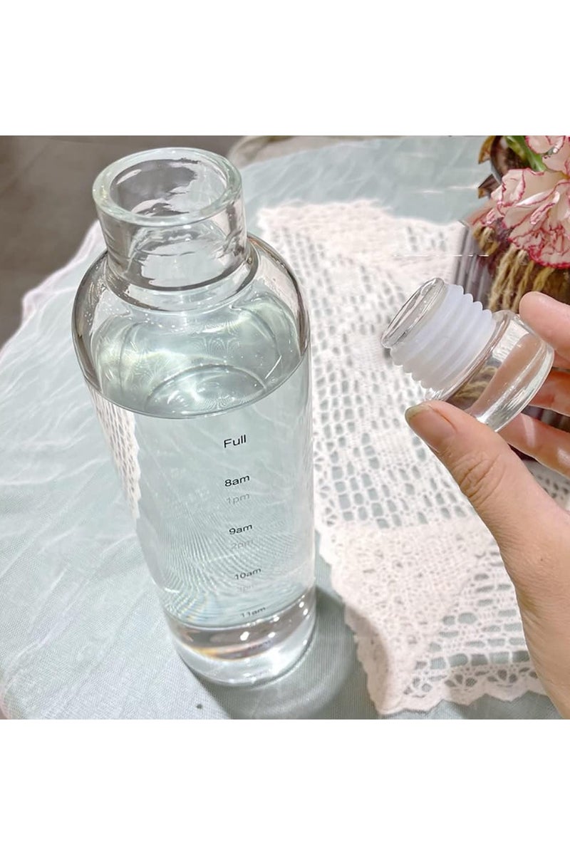 بلان A زجاجة مياه أكريليك شفافة سعة 500 مل مع غطاء محكم الإغلاق وعلامات وقت إبداعية، مقاومة للتسرب، مناسبة للماء والعصائر والحليب، تصميم أنيق وخفيف للحمل في المكتب والرياضة والسفر - Image 5