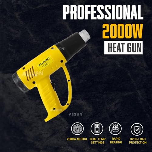 ALPRO Professional Tools ALPRO HG2000 Professional Heat Gun 2000W with Steel Nozzle, Temp. Control, Variable Speed, Lightweight Design for Professionals & Industrial Applications - Image 3