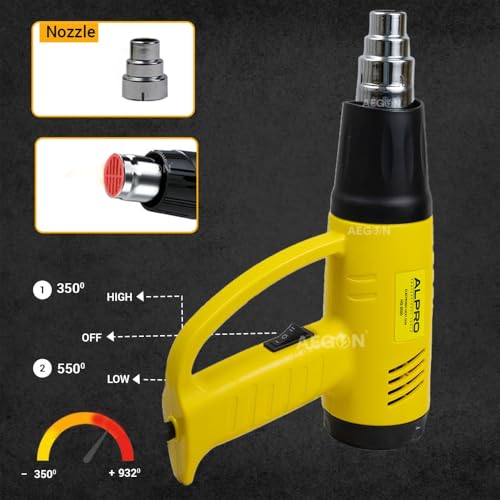 ALPRO Professional Tools ALPRO HG2000 Professional Heat Gun 2000W with Steel Nozzle, Temp. Control, Variable Speed, Lightweight Design for Professionals & Industrial Applications - Image 4