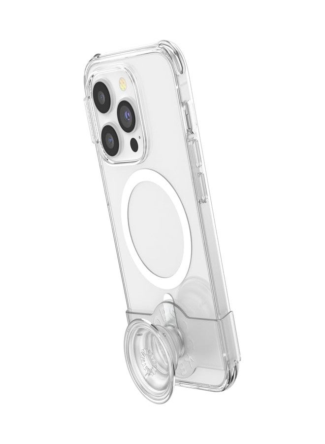 POPSOCKETS غطاء بوب سوكيتس لجهاز آيفون 14 برو مع قبضة الهاتف وانزلاق متوافق مع ماغسيف، غطاء هاتف لجهاز آيفون 14 برو، متوافق مع الشحن اللاسلكي - شفاف - Image 3