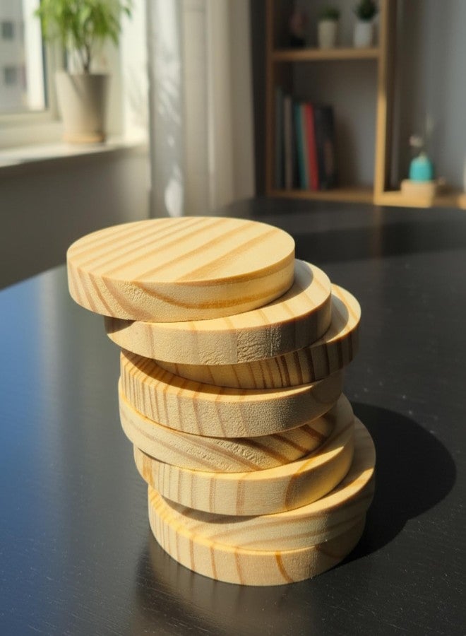 JUNERUSH Unfinished Pine Wood Coasters Set of 4 | 4 Inch Round Wooden Coasters for Art & Craft | 12mm Thick Wood Coasters for Craft, Painting, Engraving & DIY | Tea & Coffee Table Protection - Image 3