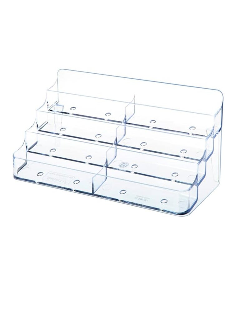 Business Card Holder, 8 Pocket Acrylic Business Card Holder for Desk Clear Business Card Stand Desktop Business Card Holders Plastic Business Card Display for Exhibition, Home, and Office - Image 1