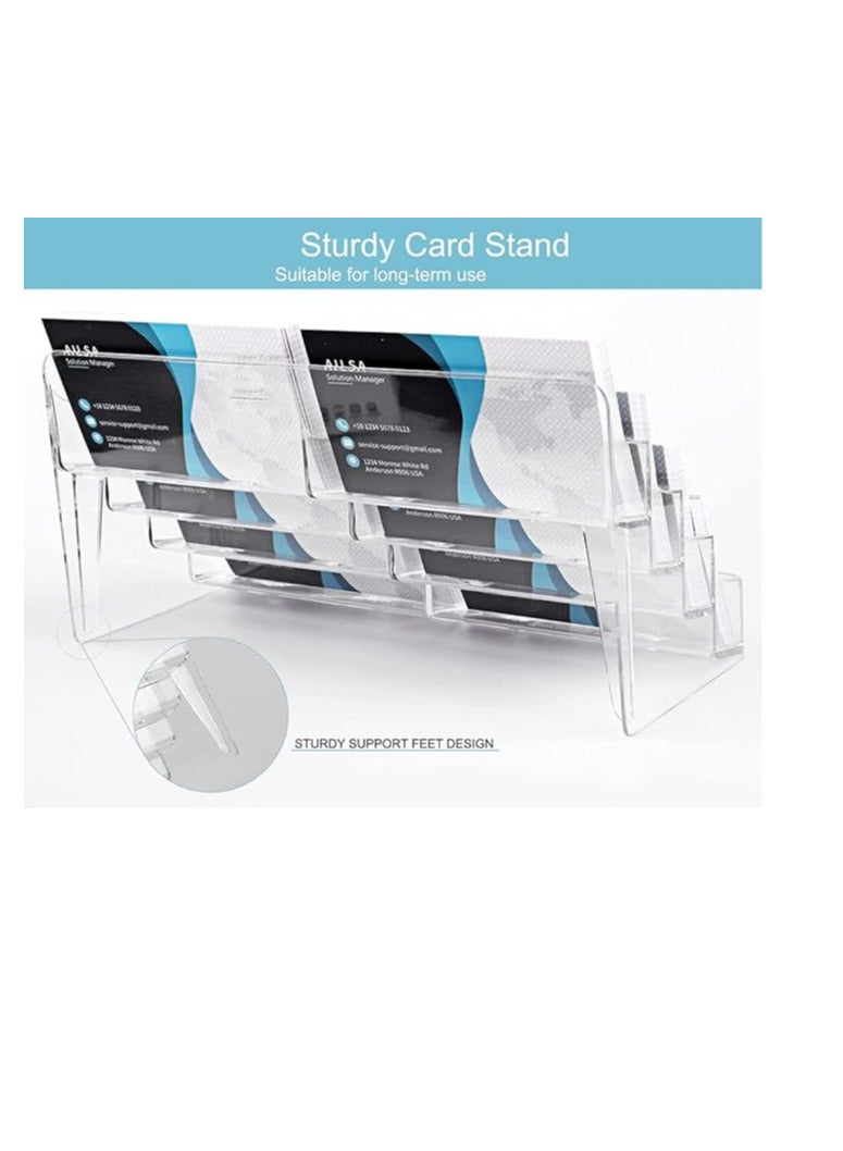 Business Card Holder, 8 Pocket Acrylic Business Card Holder for Desk Clear Business Card Stand Desktop Business Card Holders Plastic Business Card Display for Exhibition, Home, and Office - Image 2