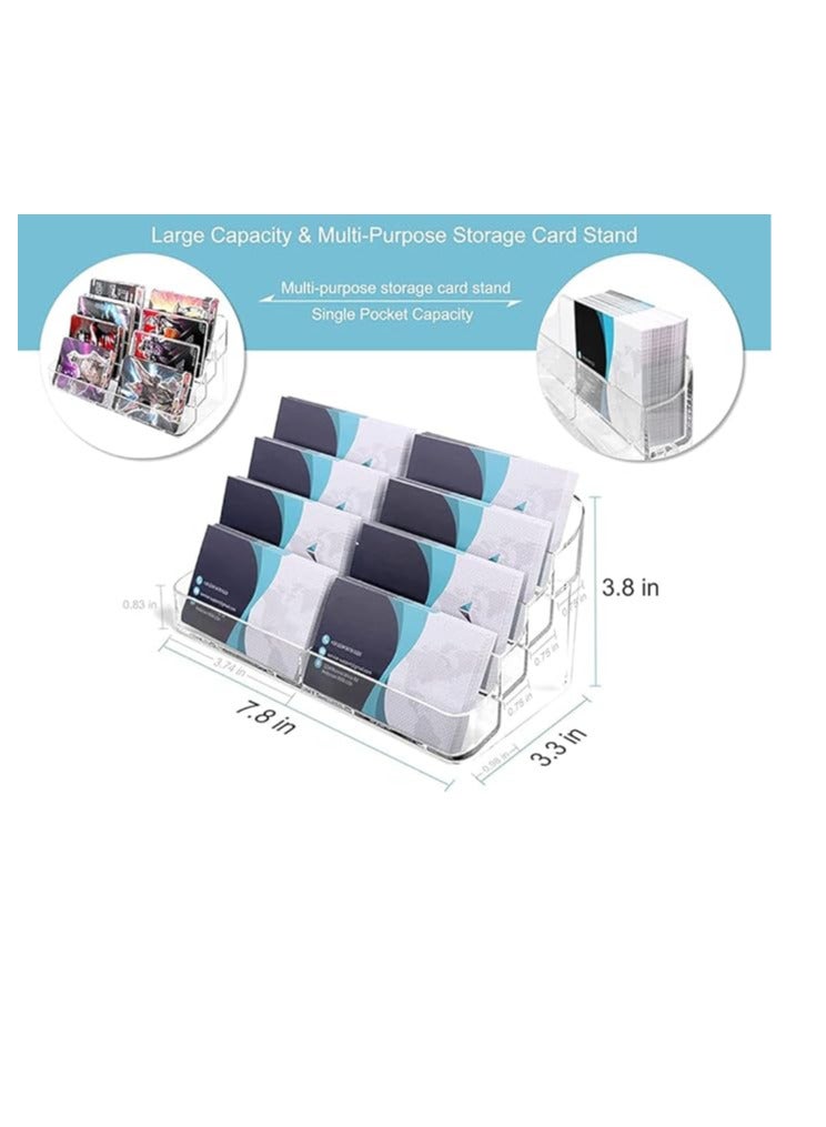 Business Card Holder, 8 Pocket Acrylic Business Card Holder for Desk Clear Business Card Stand Desktop Business Card Holders Plastic Business Card Display for Exhibition, Home, and Office - Image 3