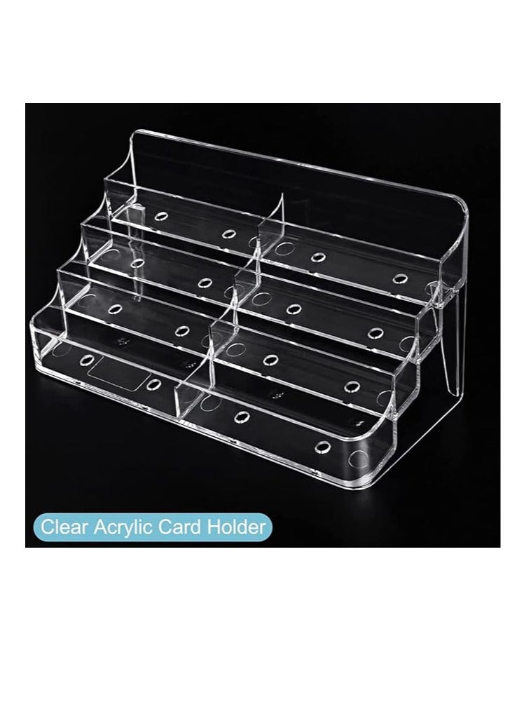 Business Card Holder, 8 Pocket Acrylic Business Card Holder for Desk Clear Business Card Stand Desktop Business Card Holders Plastic Business Card Display for Exhibition, Home, and Office - Image 4