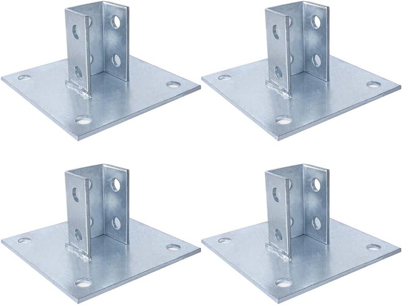 Skelang قاعدة عمود ستروت سكلانج 4 قطع، قاعدة مربعة 4 ثقوب 6" x 6" لقناة ستروت فردية 1-5/8" - Image 1