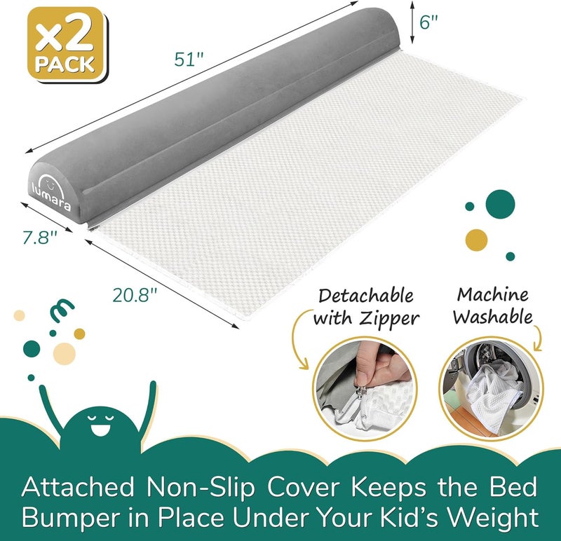 LUMARA Inflatable Bed Rail for Toddlers 2 Pack  Portable Travel Bed Bumpers for Kids Fits Twin Full Queen King Size Beds  NonSlip Safety Guard Rails - Image 2