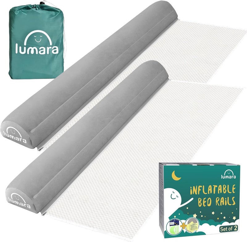 LUMARA Inflatable Bed Rail for Toddlers 2 Pack  Portable Travel Bed Bumpers for Kids Fits Twin Full Queen King Size Beds  NonSlip Safety Guard Rails - Image 1