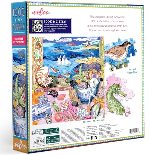 eeBoo 1000 Piece Puzzle Seashells by The Shore Jigsaw Puzzle for Adults Square 23 x 23 Made with Recycled Board VegetableBased Ink - Image 5