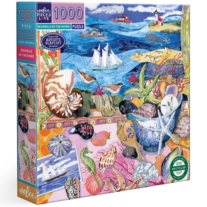 eeBoo 1000 Piece Puzzle Seashells by The Shore Jigsaw Puzzle for Adults Square 23 x 23 Made with Recycled Board VegetableBased Ink - Image 3