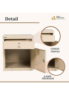 RIGID Steel Bedside pedestal Beige 50x40x45cm  - Image 3
