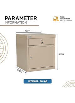 RIGID Steel Bedside pedestal Beige 50x40x45cm  - Image 4