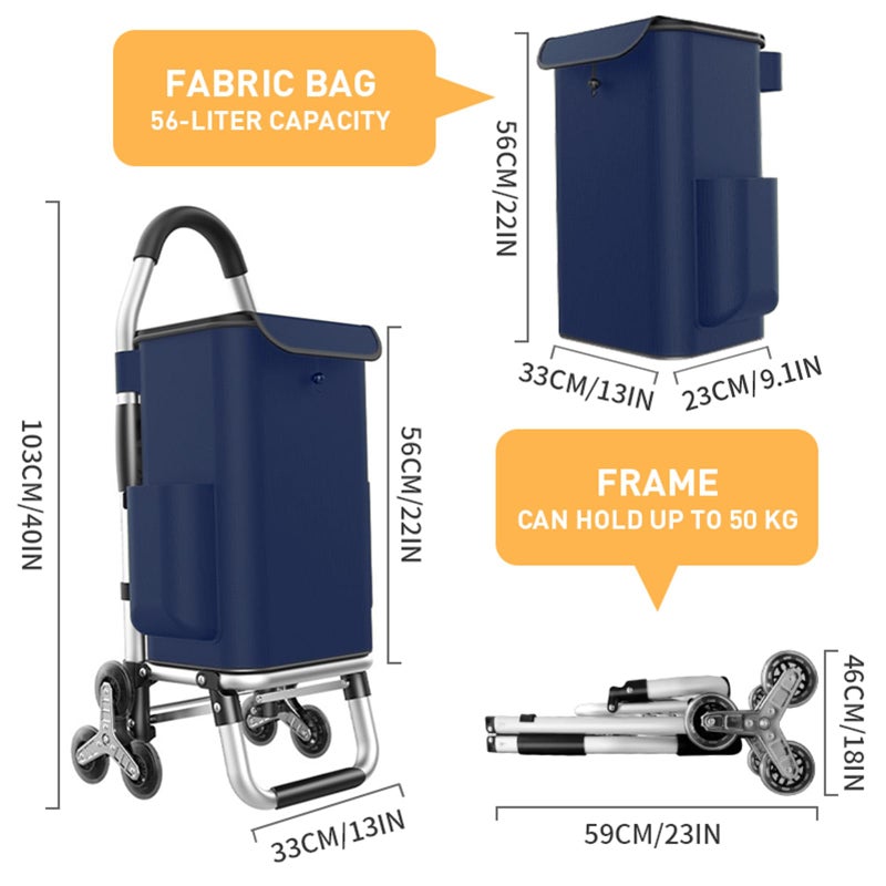 ISWEES Heavy Duty 3 in 1 Shopping Cart, Foldable Hand Truck with 6 Wheels, 110 lbs Grocery Cart, Portable Utility Dolly, Waterproof Bag for Moving, Camping - Image 2