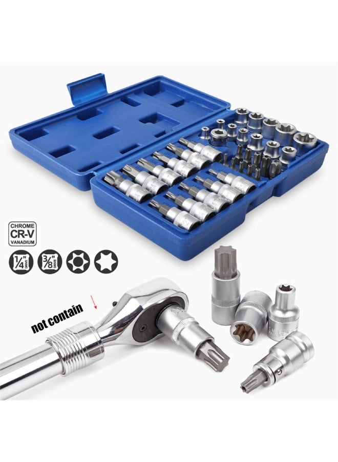 RVETEE 34 Pieces Torx Star Sockets Bit Set E-Security Bits - Image 2