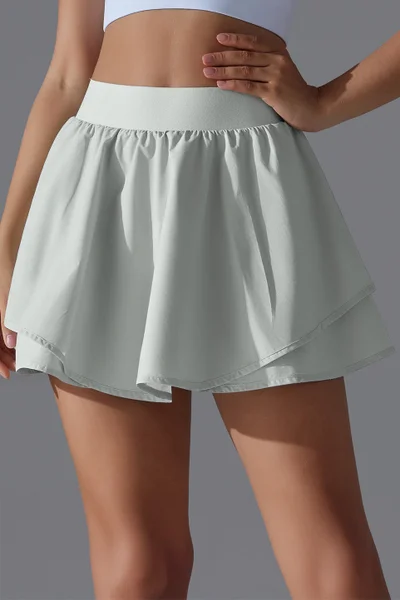 SVL High-Waist Skirt with Built-in Shorts and  Pocket - Light Green - SVL