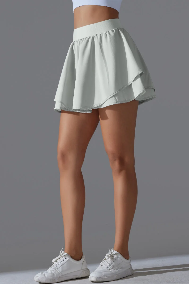 SVL High-Waist Skirt with Inner Shorts and Hidden Pocket - Light Green - SVL