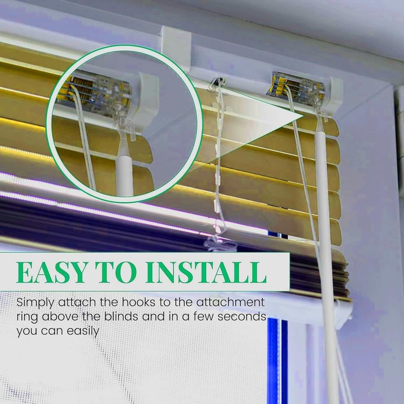 Fkereg 24 Inch Long Blind Wand Replacement with 5 Hook, 2 Pcs White Blind Sticks to Open Blinds, Vertical Blind Rod Replacement Parts, Curtain Opener Stick, Plastic Blind Tilt Wand for Window Shades - Image 4