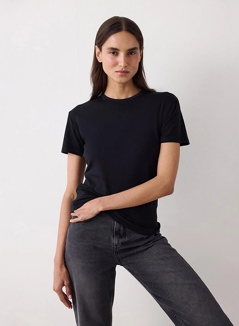 Penti Women's Basic Oversize Cotton T-shirt - Black