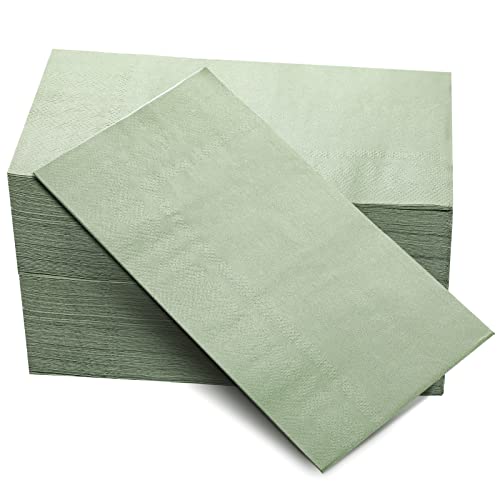 Eaasty 100 Pcs Cocktail Napkins 2Ply Disposable Soft Napkins Paper Hand Towels for Dinner Wedding Birthday Party Bridal Anniversary Reception Event 13 x 1575 Inch Sage Green