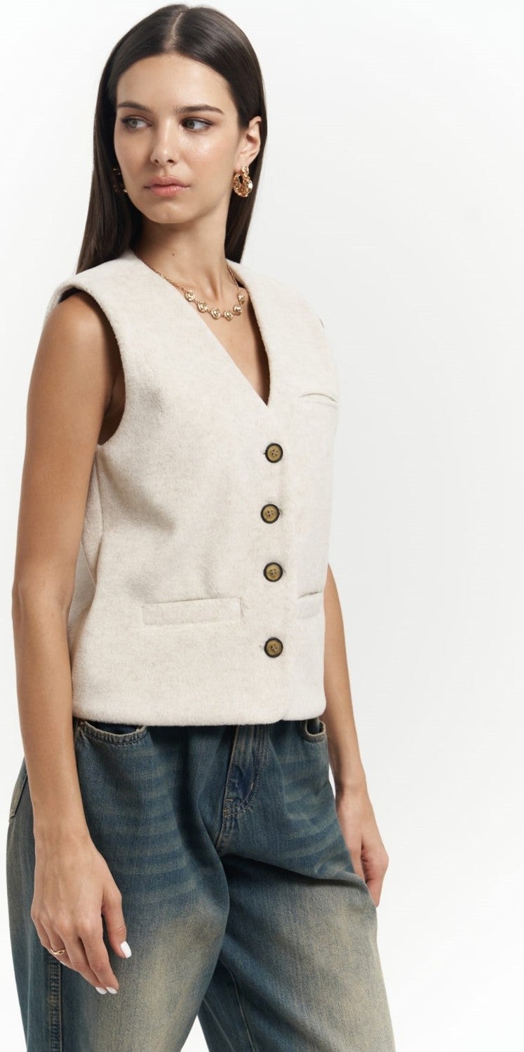 Mai Collection Pace Beige Short Vest  - Image 2