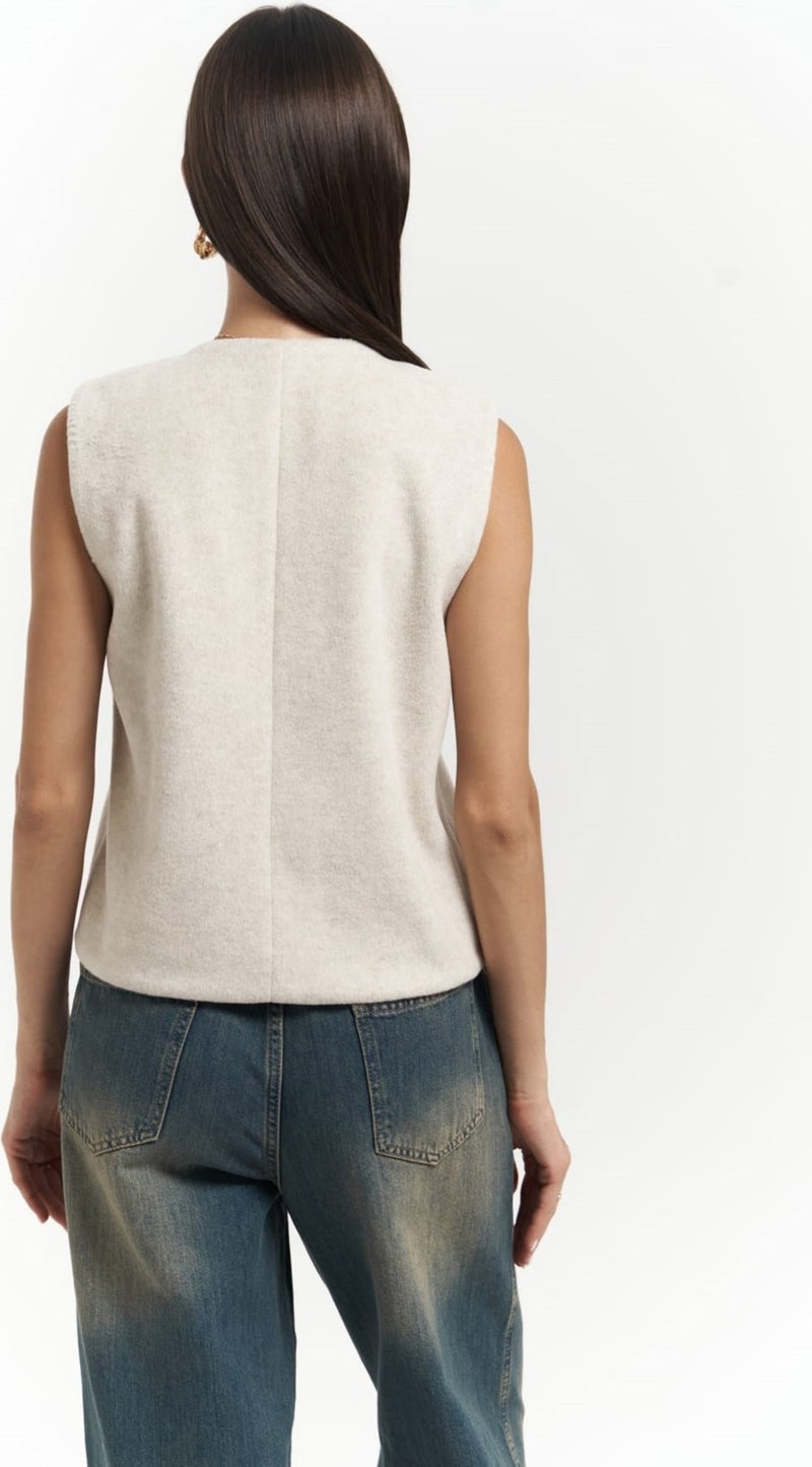 Mai Collection Pace Beige Short Vest  - Image 3