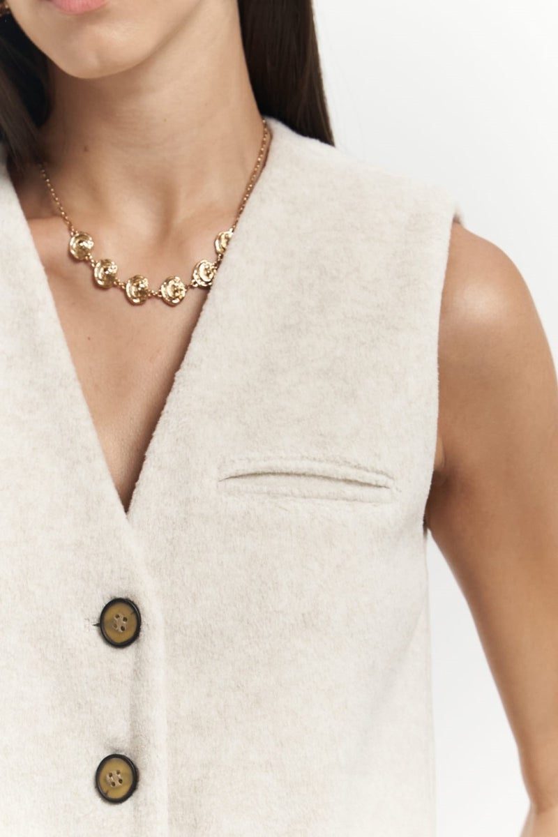 Mai Collection Pace Beige Short Vest  - Image 5