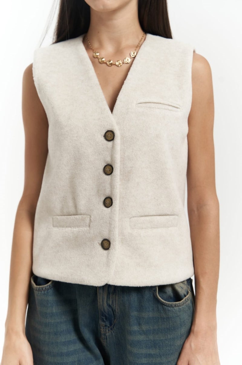 Mai Collection Pace Beige Short Vest  - Image 4