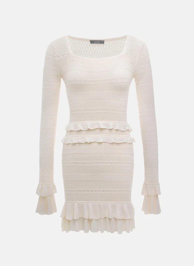 ليتشي فستان قصير محبوك مخرم