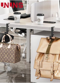 UNUNS Clamp-On Under Desk Holder,4PCS Desk Side Backpack Hook PC Gaming Headset Headphone Hanger Mount,Provides A Convenient Place To Hang Headsets Or Bags  - Image 2